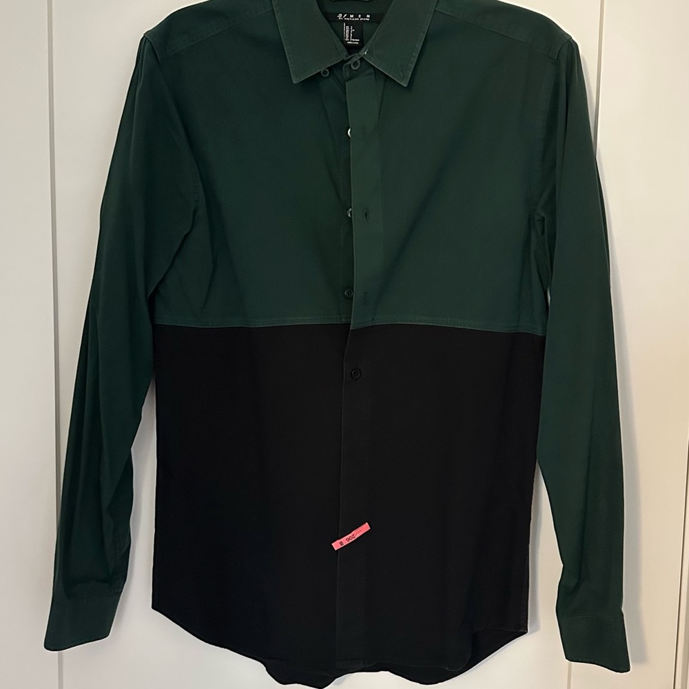 Two-Tone Green and Black Men's Shirt